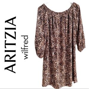Aritzia Wilfred MobWife Oversized Leopard Print MIni Pocket Sundress Size Small